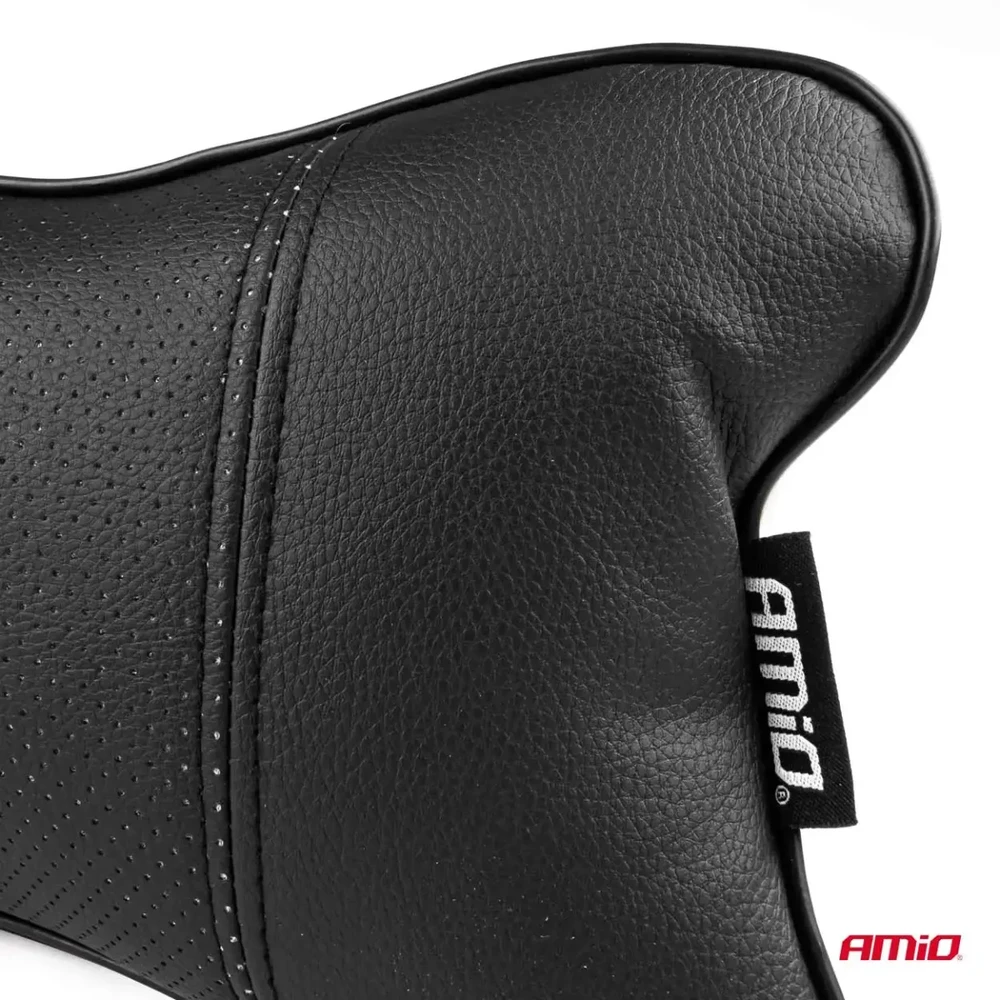 Automobilio sėdynės galvos atramos pagalvė 17x24cm, eko oda, juoda, CSH-07 AMIO-03130
