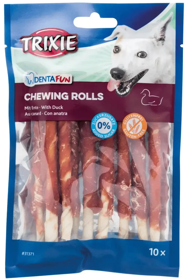 TRIXIE Denta Fun skanėstai šunims, kramtomi antienos suktinukai 80 g