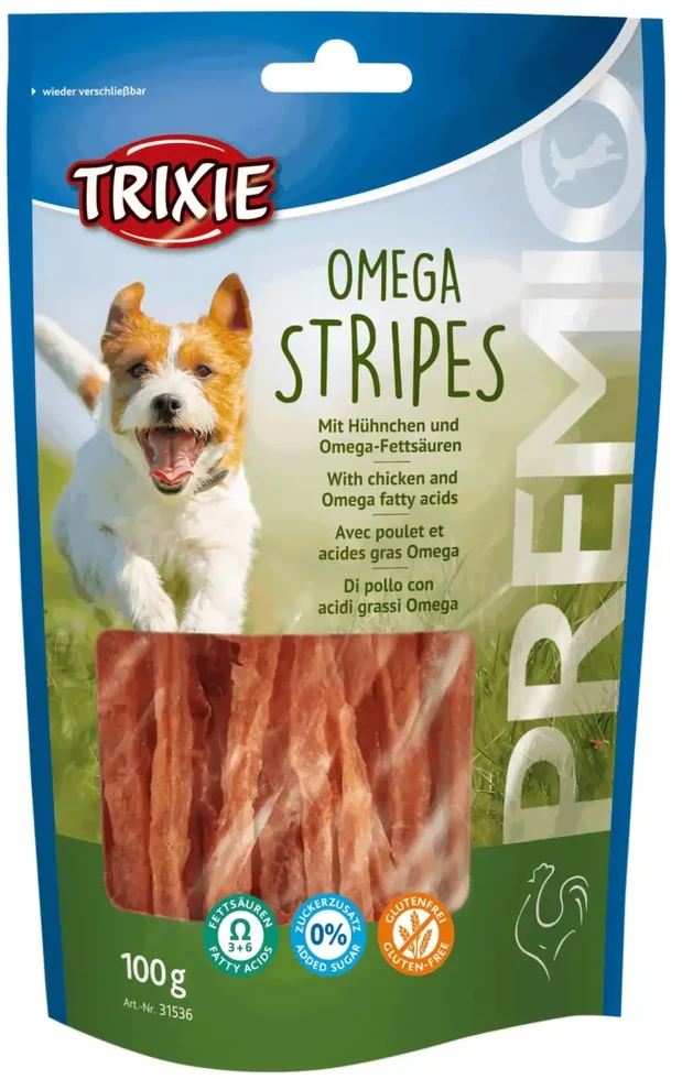 Trixie PREMIO Omega juostelės, vištiena, 100 g (pak.6)