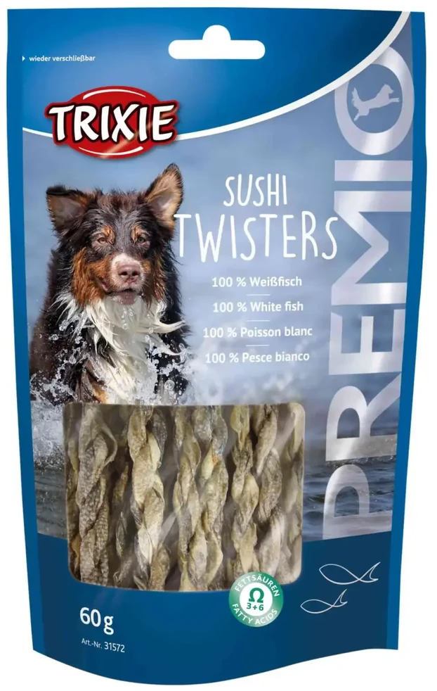Trixie PREMIO Sushi Twisters skanėstai šunims pynutės iš žuvies, 60g