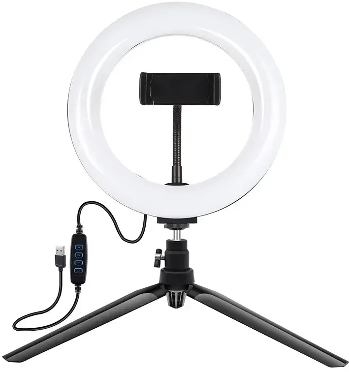 Dėlionė Puluz 1.1 m trikojo laikiklis + 10 colių 26 cm RGBW LED žiedo Vlogging Video Light Live PKT3044