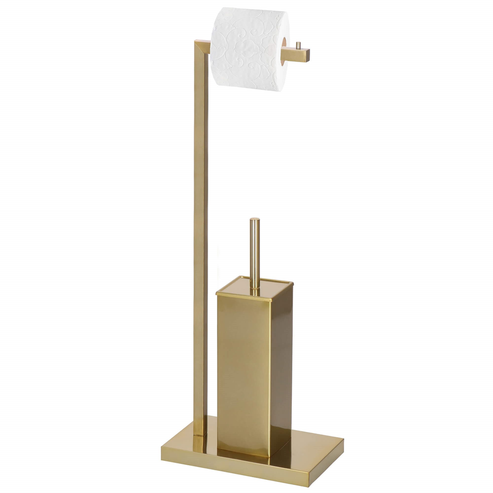 Springos Tualetinio popieriaus ir tualeto šepečio stovas su šepečiu, auksinis, 67 cm