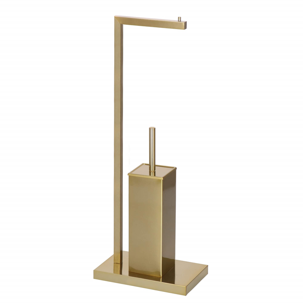 Springos Tualetinio popieriaus ir tualeto šepečio stovas su šepečiu, auksinis, 67 cm