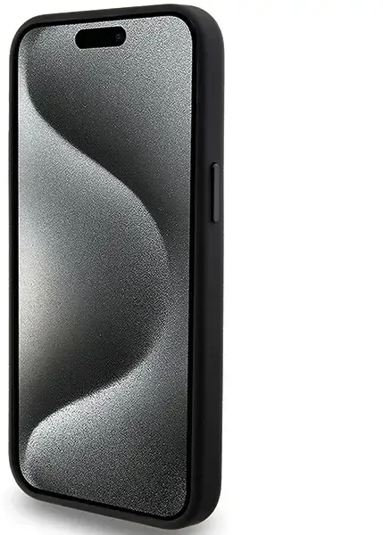 Tumi TUHMP15XRBAK Apple iPhone 15 Pro Max 6.7" juodos spalvos kietas dėklas, odinis balistinio rašto MagSafe dėklas