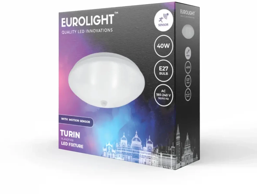 Lubinis šviestuvas TURIN LED šviestuvas su IR judesio jutikliu E27 IP20 Eurolight