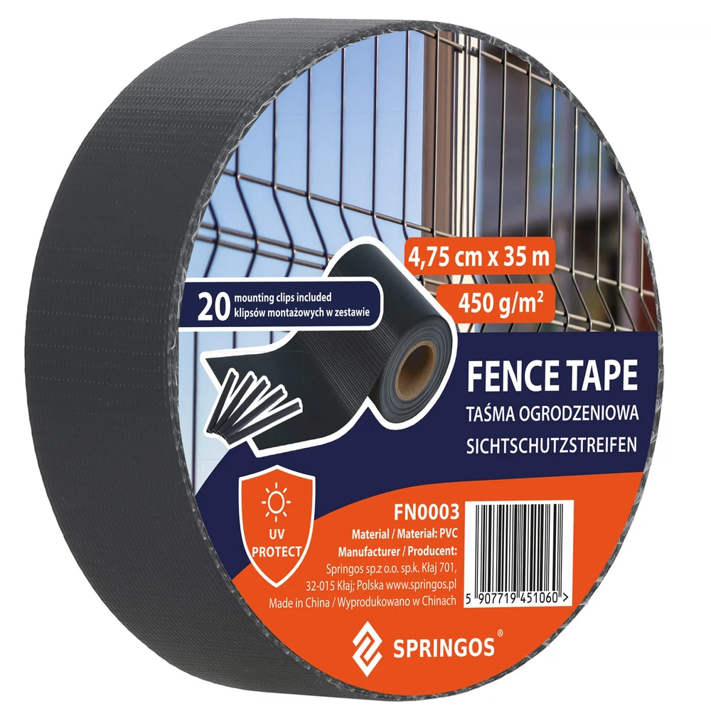 <Span> Springos FN0003 tvoros juosta GRAFITOWA 4,75CMX35M 450g/m2 20 KLIPSÓW