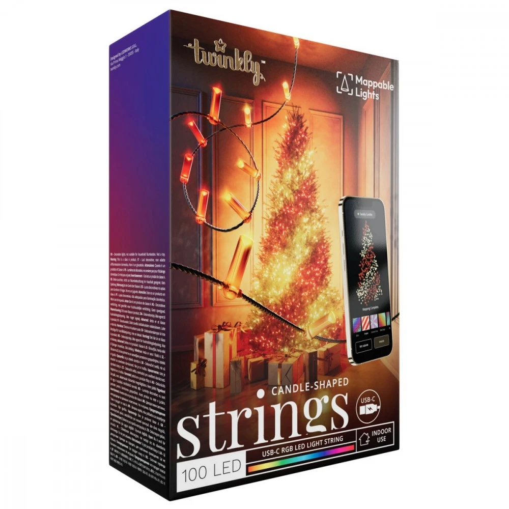 Kalėdinė girlianda Twinkly Candies 100 RGB LED USB- C, žalios spalvos laidas