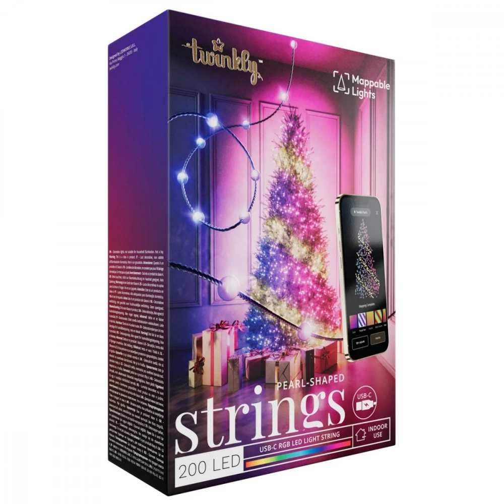 Kalėdinė girlianda Twinkly Candies 200 RGB LED USB- C, žalios spalvos laidas