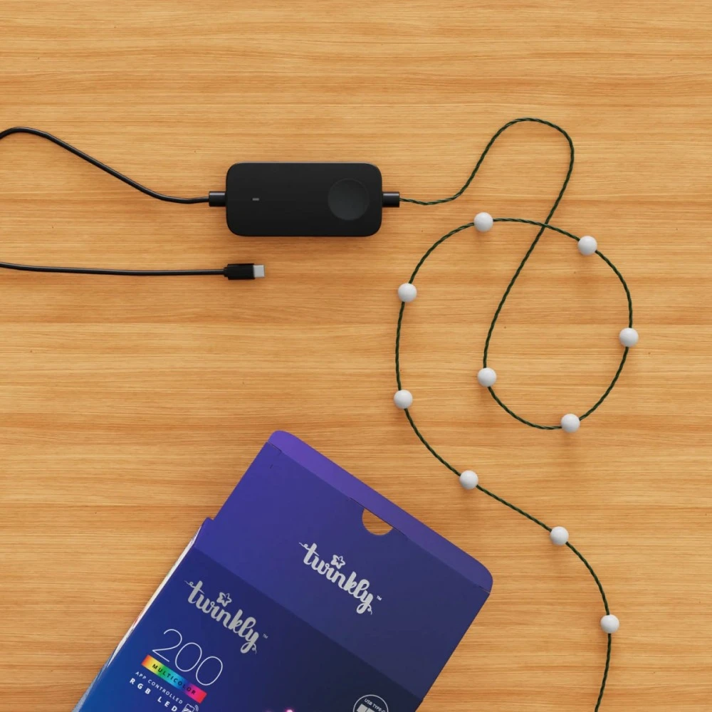Kalėdinė girlianda Twinkly Candies 200 RGB LED USB- C, žalios spalvos laidas