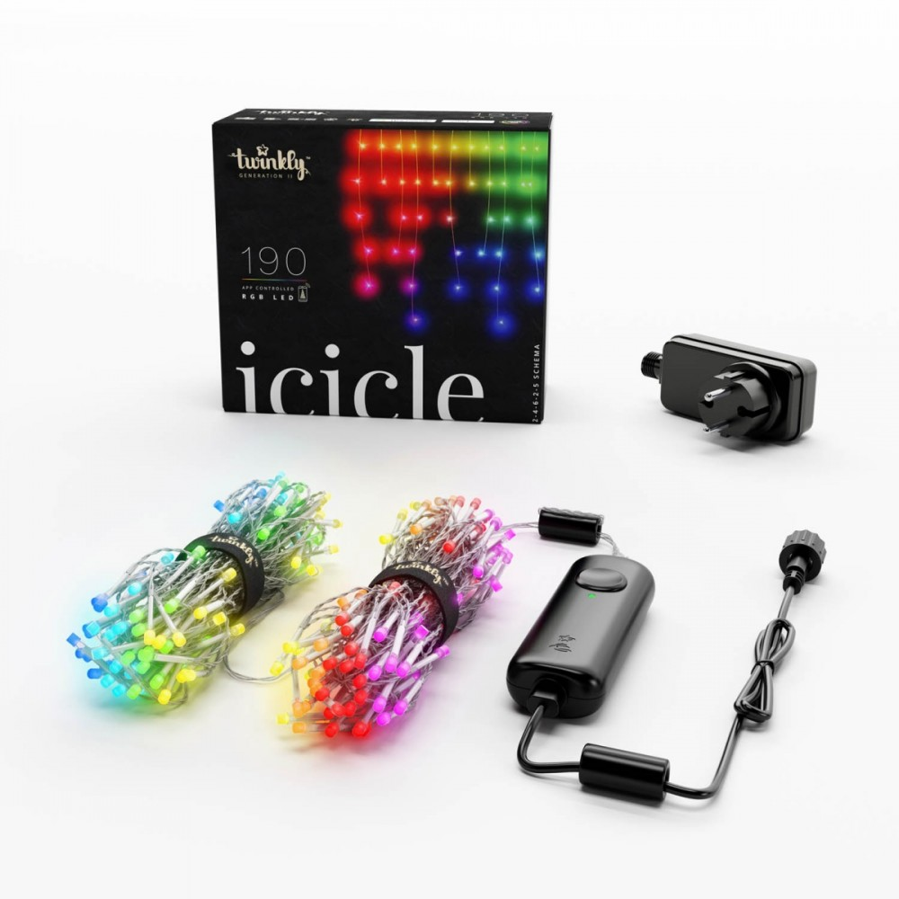Kalėdinė išmanioji lempučių girlianda Twinkly Icicle 190 LED RGB, varvekliai, daugiaspalvės