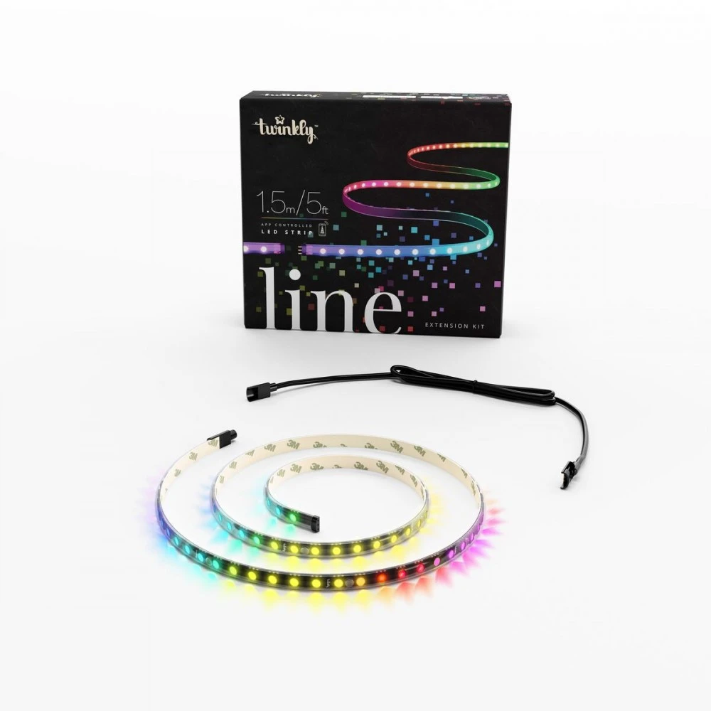 Twinkly Line išmanioji LED juostelė su RGB LED, 1,5 metro, juodas laidas, daugiaspalvė