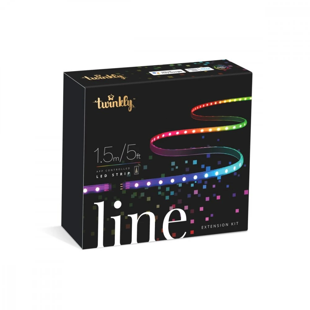 Twinkly Line išmanioji LED juostelė su RGB LED, 1,5 metro, juodas laidas, daugiaspalvė