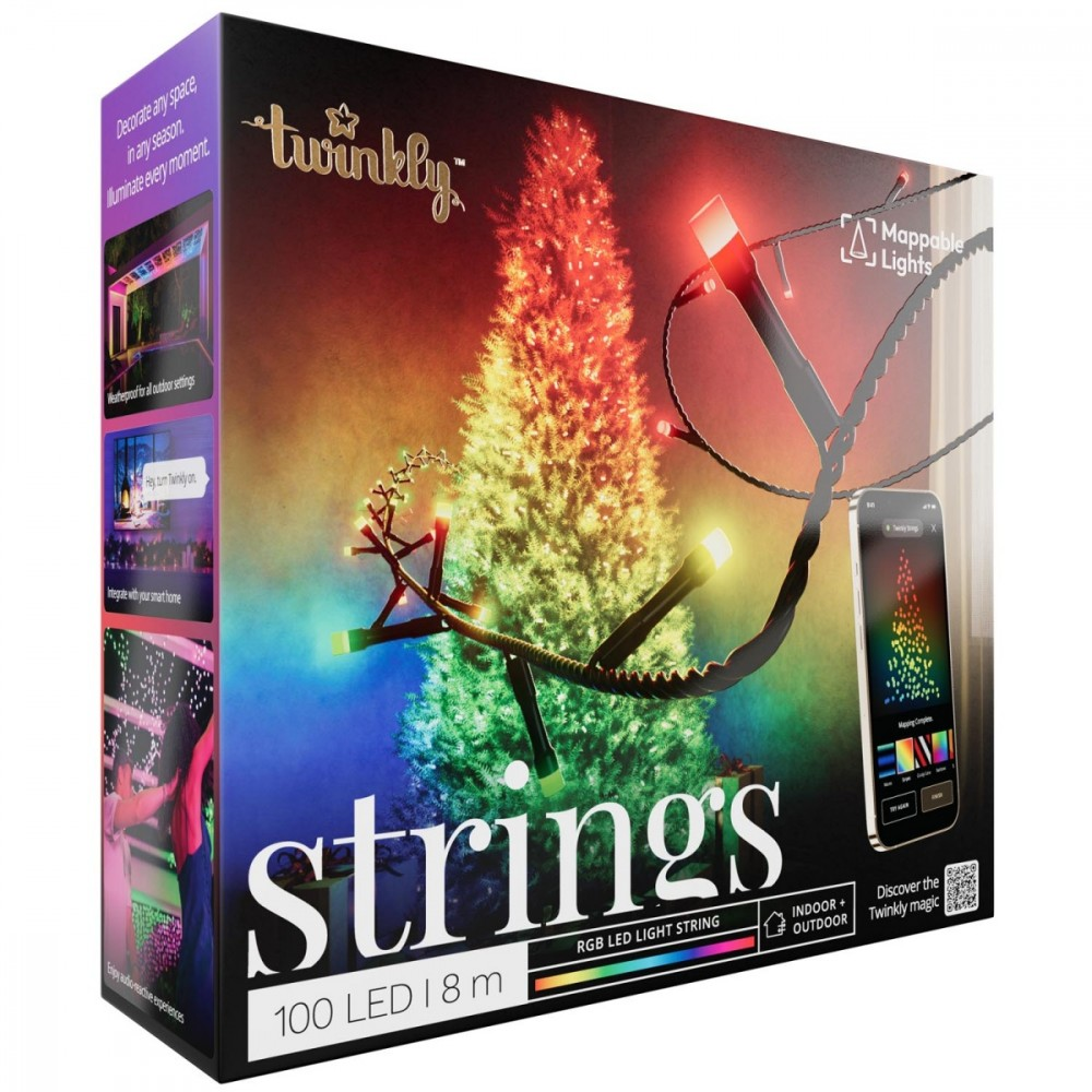 Kalėdinė išmanioji lempučių girlianda Twinkly Strings 100 LED, RGB, daugiaspalvės