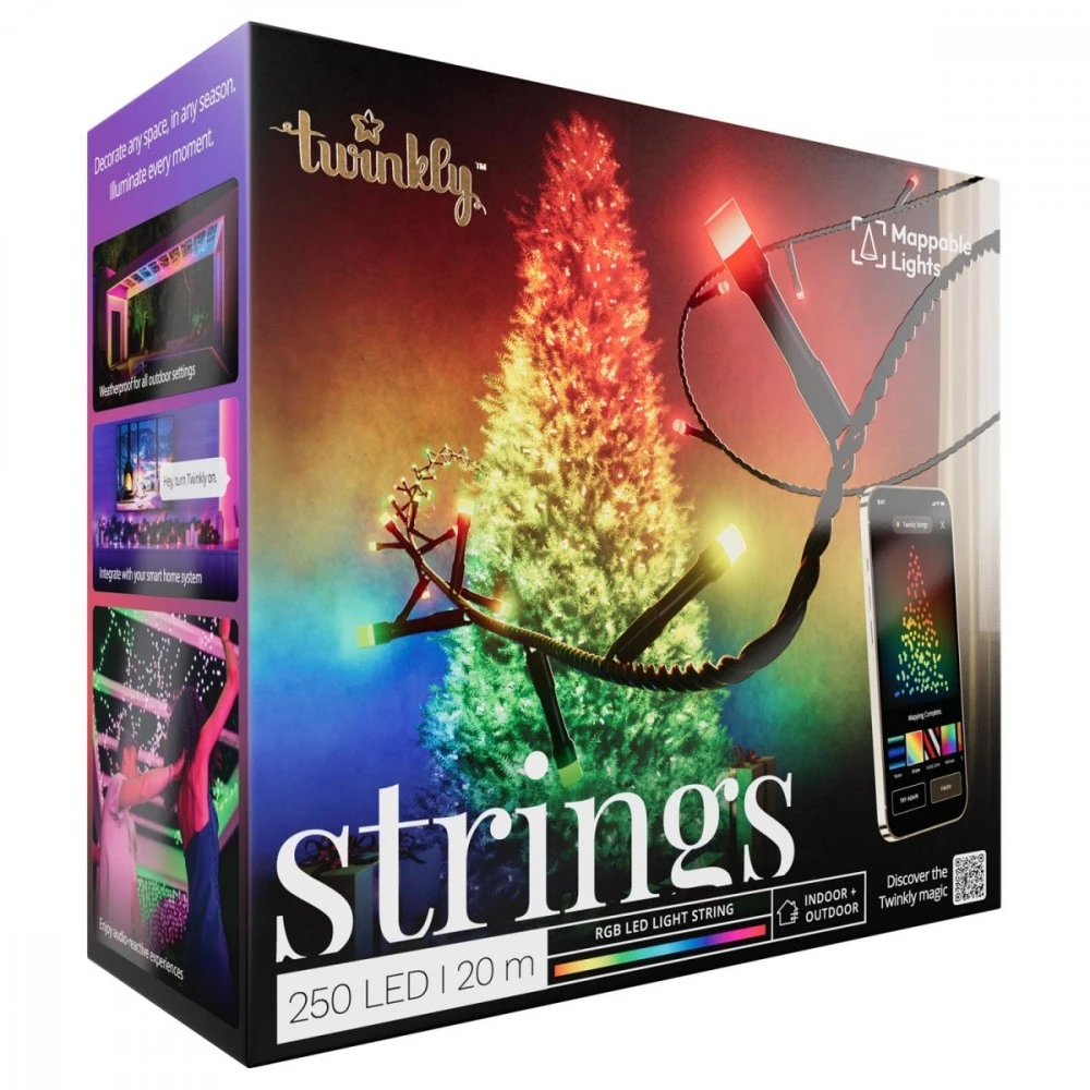 Kalėdinė išmanioji lempučių girlianda Twinkly Strings 250 LED RGB, daugiaspalvės