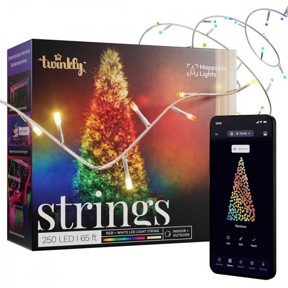 Twinkly stygos 250L 5mm RGBW permatomos|Twinkly