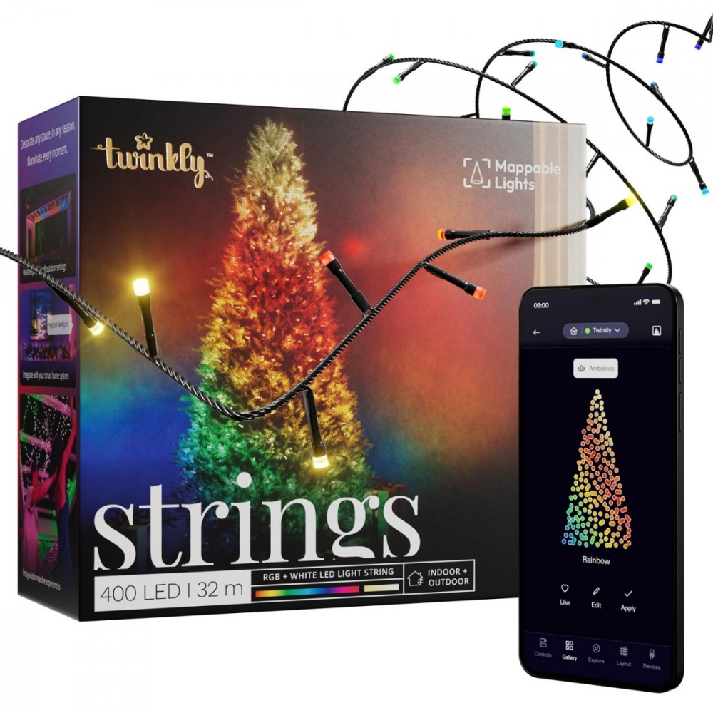 Kalėdinė išmanioji lempučių girlianda Twinkly Strings 400L 5mm RGBW