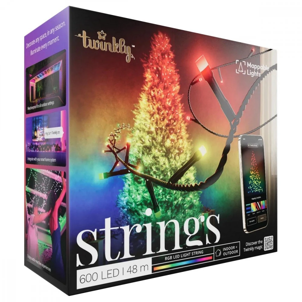 Kalėdinė išmanioji lempučių girlianda Twinkly Strings 600L 4,3mm RGB