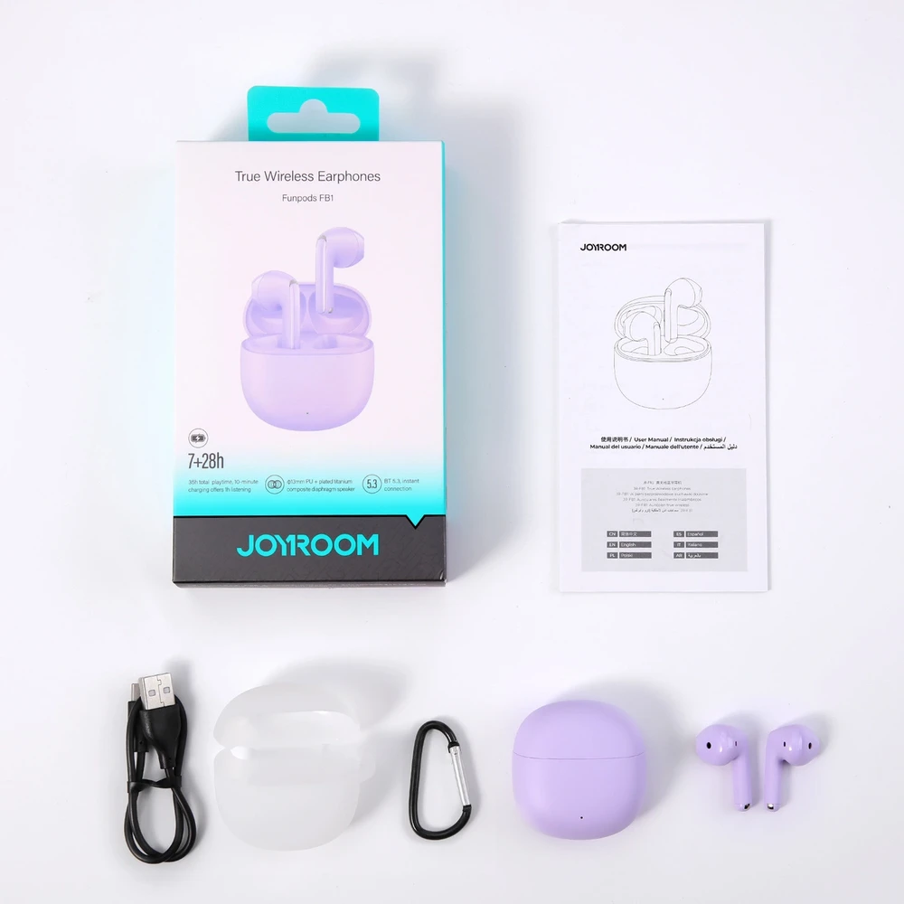 Belaidės ausinės Joyroom TWS JR-FB1 violetinės