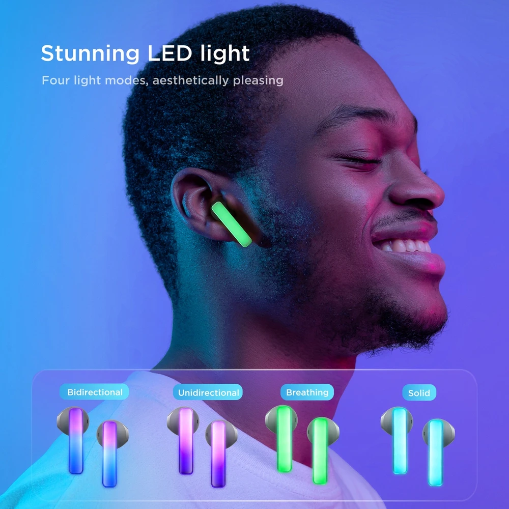 TWS Joyroom JR-TC1 IceLens Series belaidės ausinės su LED lights – baltos spalvos