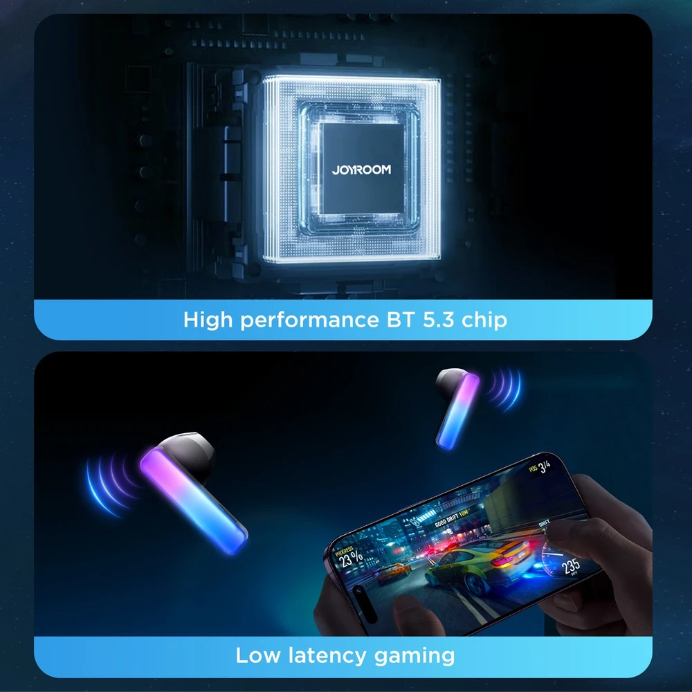 TWS Joyroom JR-TC1 IceLens Series belaidės ausinės su LED lights – baltos spalvos