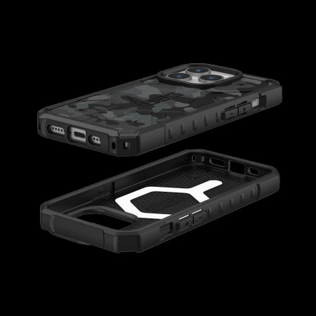 UAG Urban Armor Gear dėklas PATHFINDER, suderinamas su „Magsafe“, skirtas IPHONE 15 Pro, vidurnakčio kamufliažas