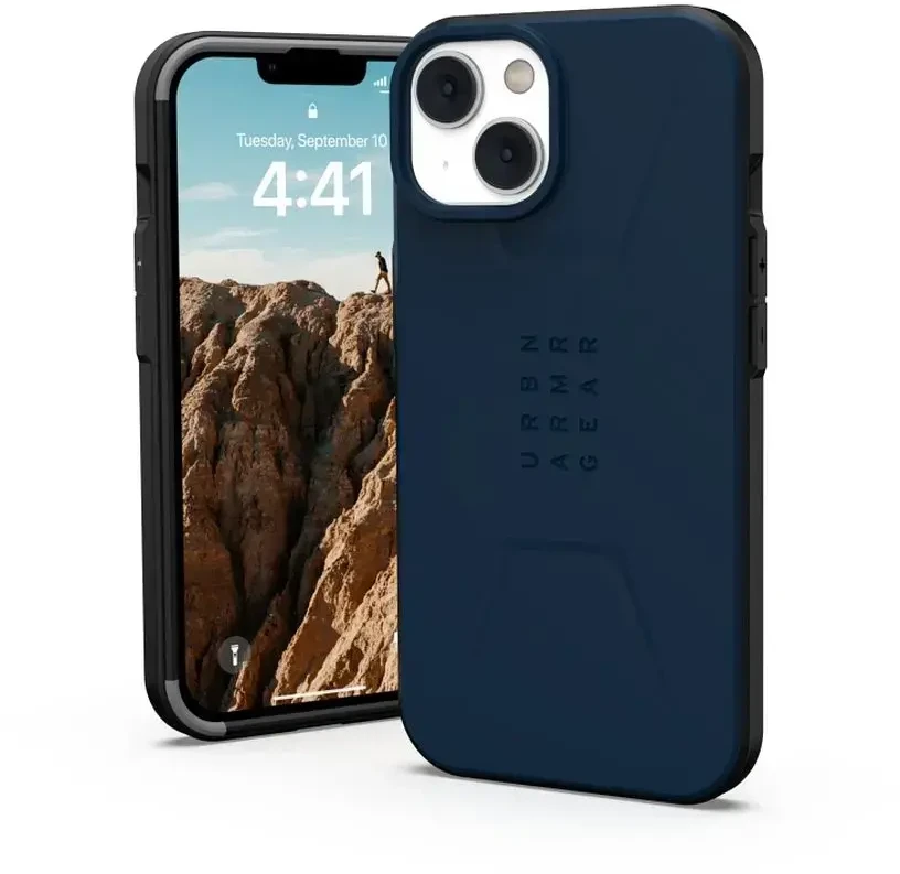 UAG Urban Armor Gear dėklas CIVILIAN, suderinamas su „MagSafe“, skirtas IPHONE 14 Plus, tamsiai mėlynas