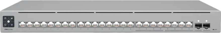 Šakotuvas Ubiquiti | „Etherlighting“ komutatorius su 2,5 GbE | USW-Pro-Max-24 | Valdomas 3 lygio | Montuojamas į stelažą | Gigabito eternetas (varinis) jungčių kiekis: 24