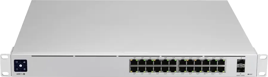 Maršrutizatorius UBIQUITI USW-Pro-24-POE UniFi komutatorius, 24 x 400 W, 24 gigabito RJ45 prievadai, 2 SFP+ prievadai, PoE++
