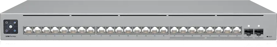 Šakotuvas UBIQUITI USW-Pro-Max-24-PoE komutatorius Etherlighting 8x RJ45 2.5Gbps 16x RJ45 1000Mbps 2x SFP+ L3 400W PoE