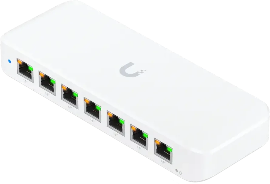Šakotuvas UBIQUITI UniFi Switch Ultra 210 W / 8 privatumas / 2 jungikliai / 1 PoE++ lizdas / 7 PoE / PoE+ jungiklis / USW-Ultra-210 W