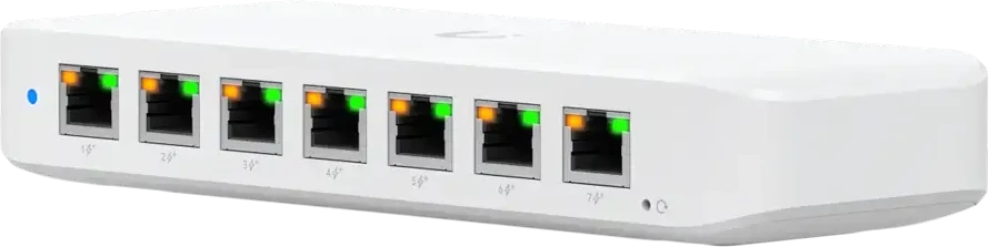 Šakotuvas UBIQUITI UniFi Switch Ultra 210 W / 8 privatumas / 2 jungikliai / 1 PoE++ lizdas / 7 PoE / PoE+ jungiklis / USW-Ultra-210 W