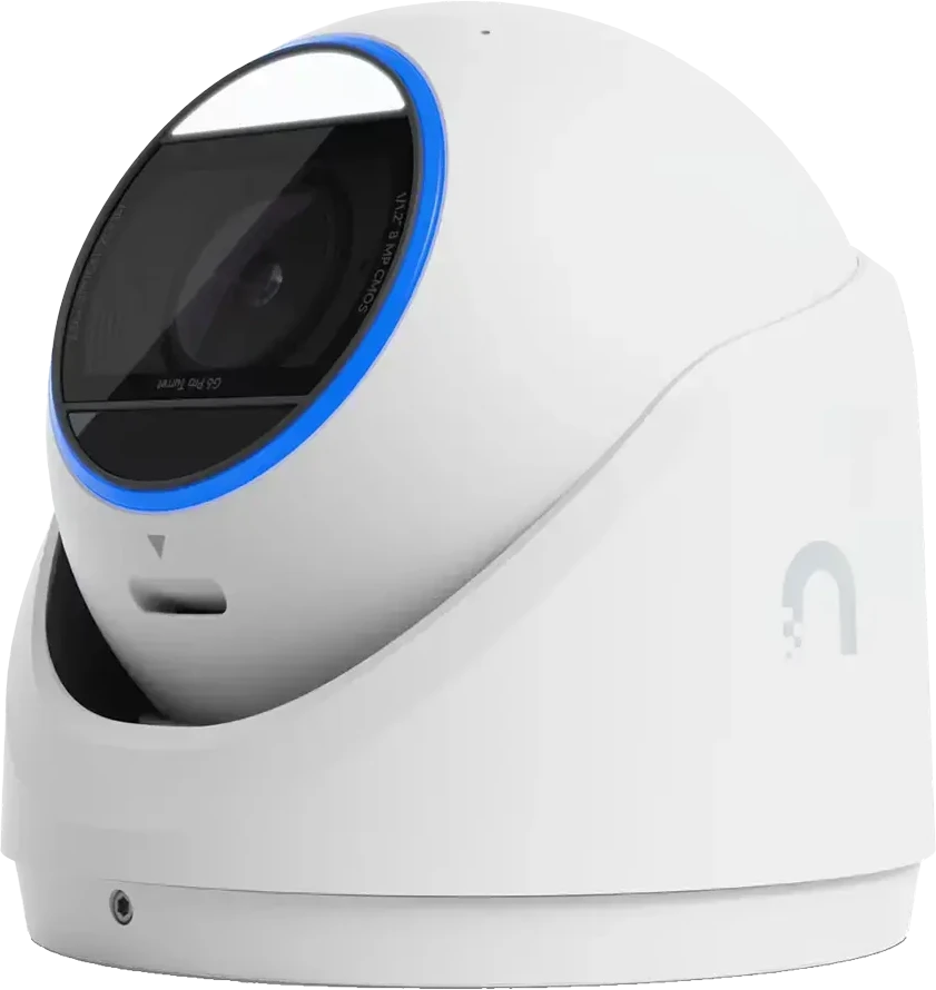 Ubiquiti UVC-G6-Pro-Turret-W Visoms oro sąlygoms atspari 4K PoE+ kamera su „Multi-TOPS“ dirbtinio intelekto varikliu, 2,36 karto optiniu priartinimu ir dideliu 1/1,2 colio CMOS jutikliu, užtikrinančiu išskirtinį aiškumą esant prastam apšvietimui ir didelio nuotolio IR naktinį matymą.