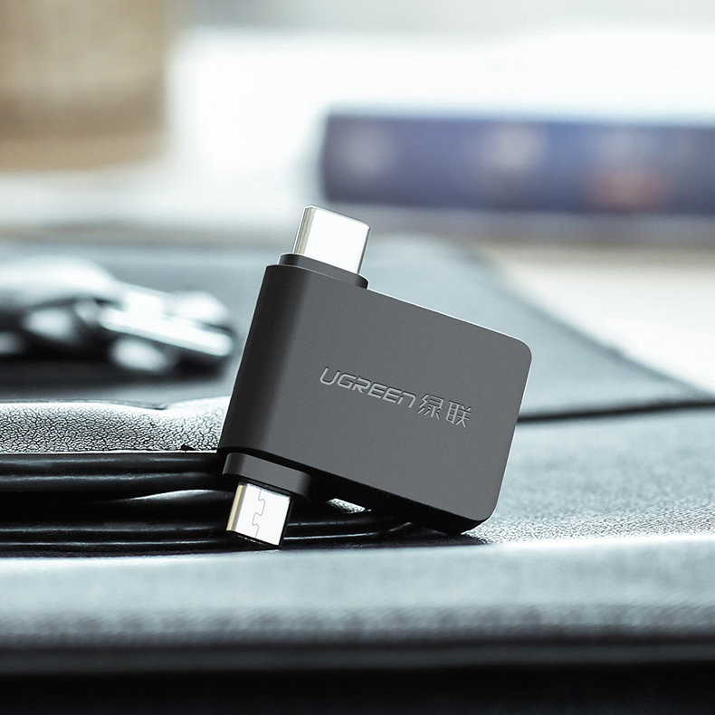 UGREEN 2in1 adapteris OTG USB-A 3.0 – USB-C ir microUSB juodas