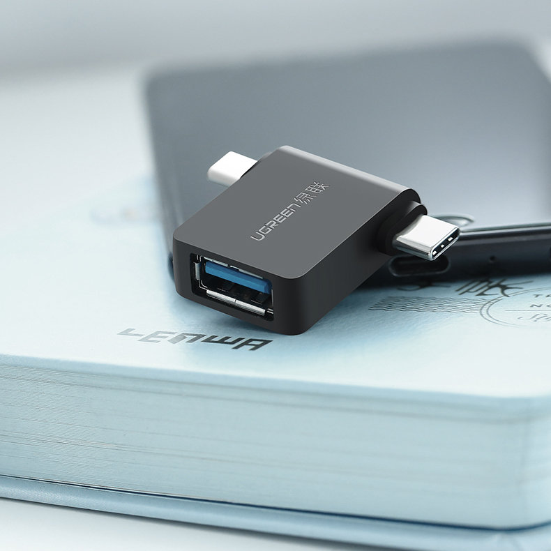 UGREEN 2in1 adapteris OTG USB-A 3.0 – USB-C ir microUSB juodas