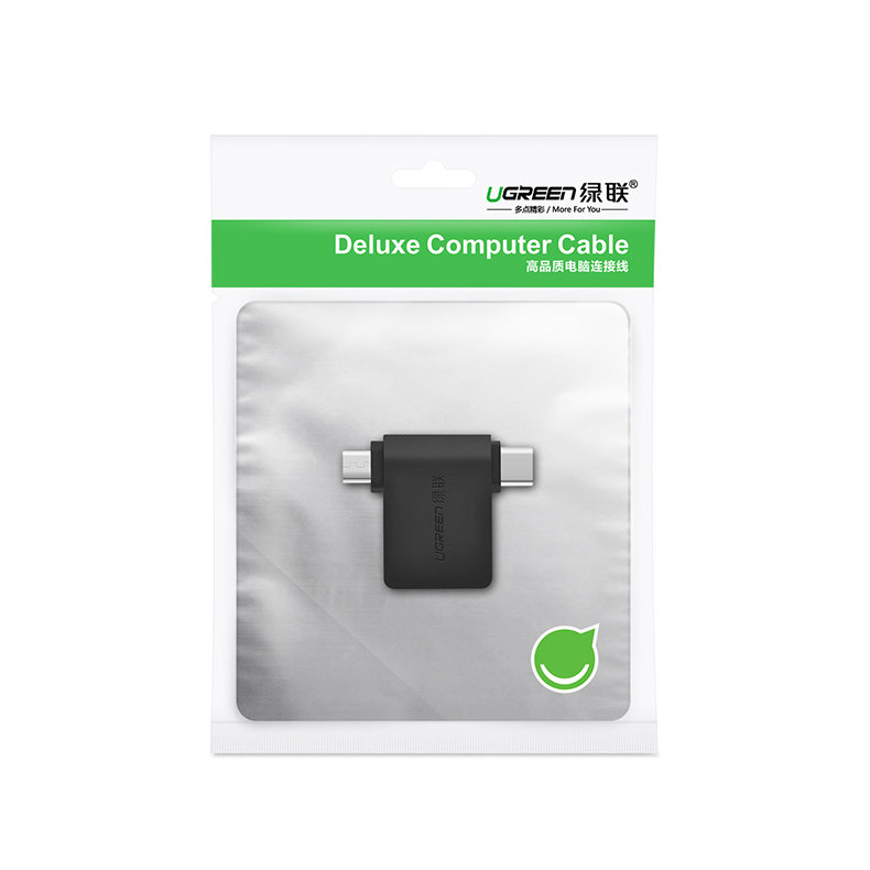 UGREEN 2in1 adapteris OTG USB-A 3.0 – USB-C ir microUSB juodas
