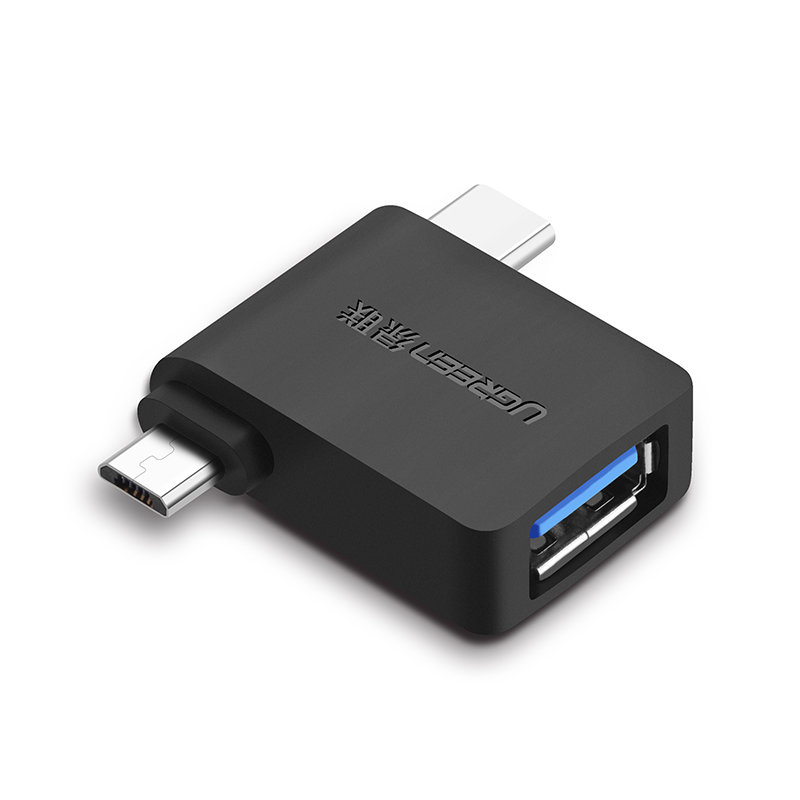 UGREEN 2in1 adapteris OTG USB-A 3.0 – USB-C ir microUSB juodas