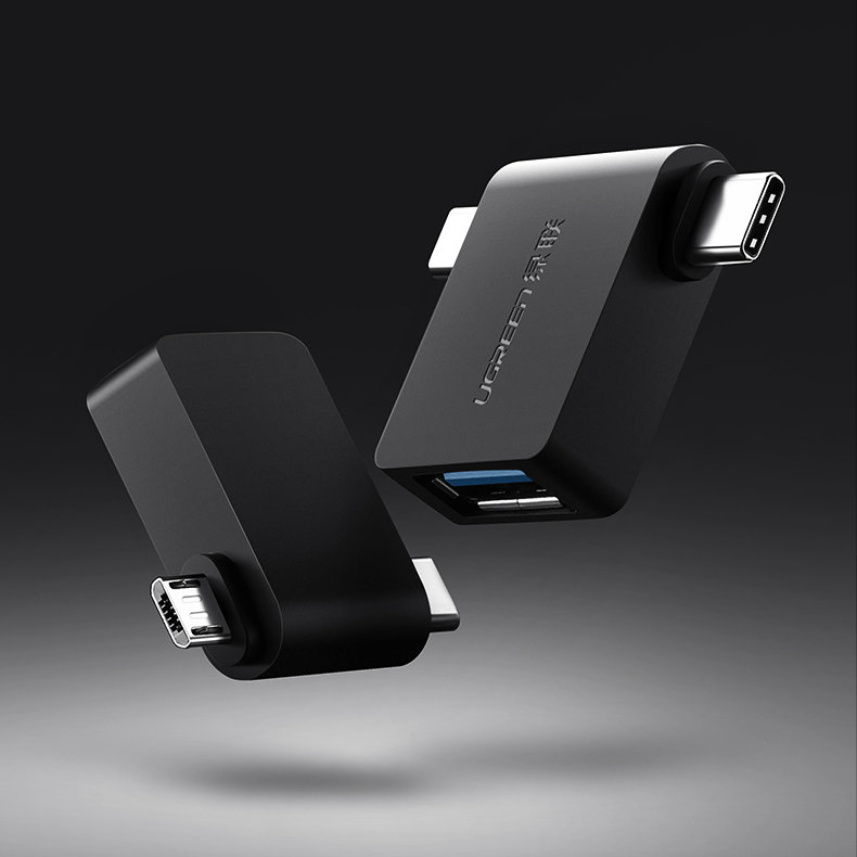 UGREEN 2in1 adapteris OTG USB-A 3.0 – USB-C ir microUSB juodas