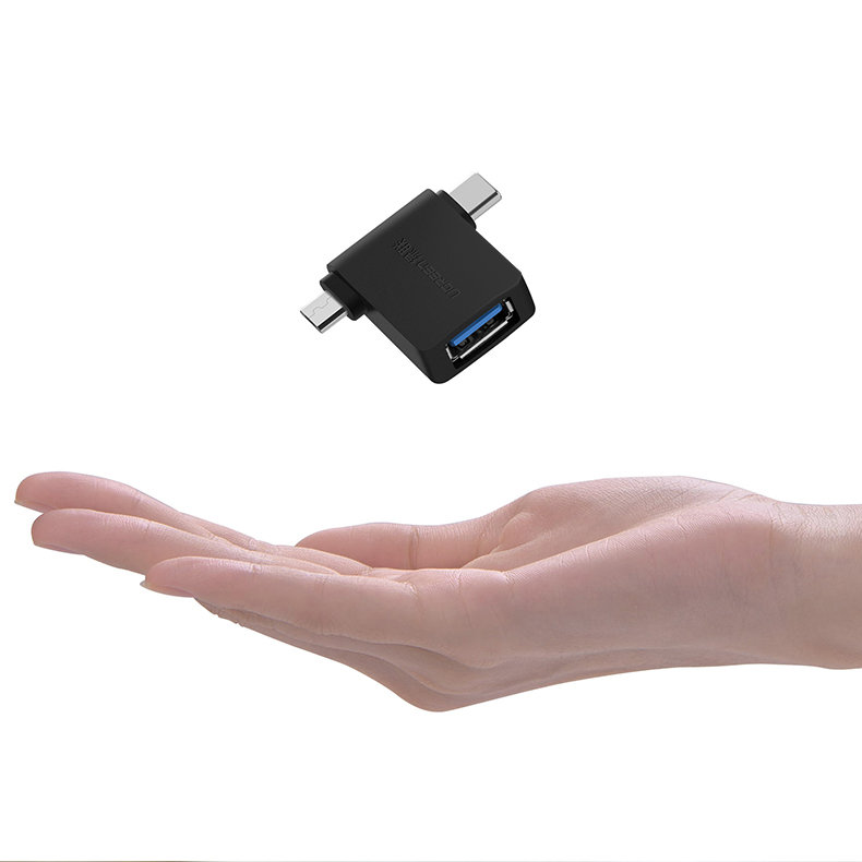 UGREEN 2in1 adapteris OTG USB-A 3.0 – USB-C ir microUSB juodas