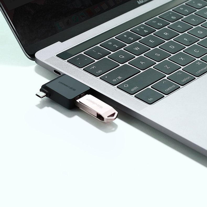 UGREEN 2in1 adapteris OTG USB-A 3.0 – USB-C ir microUSB juodas