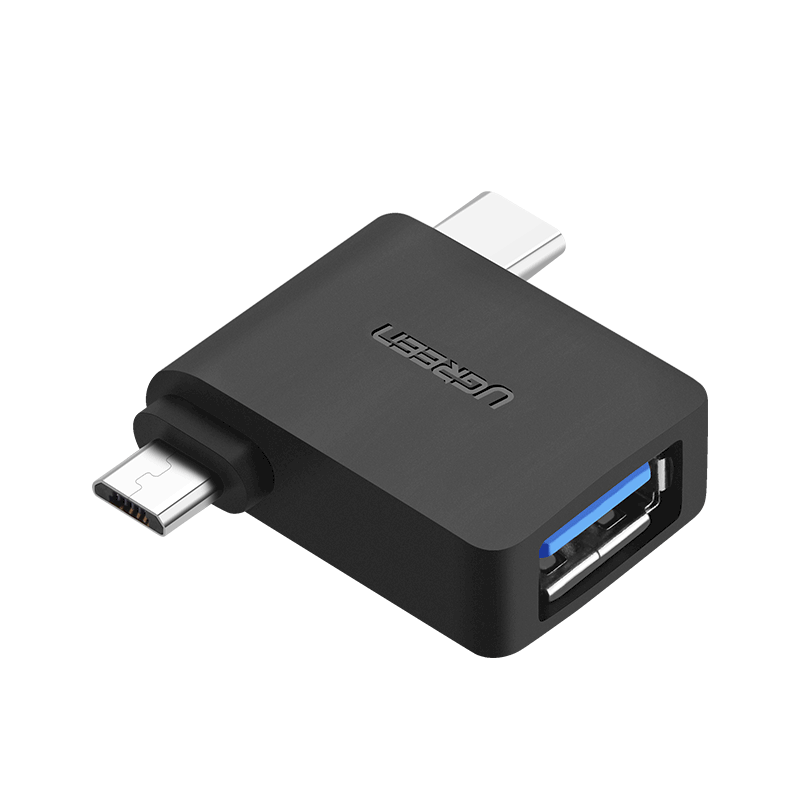UGREEN 2in1 adapteris OTG USB-A 3.0 – USB-C ir microUSB juodas