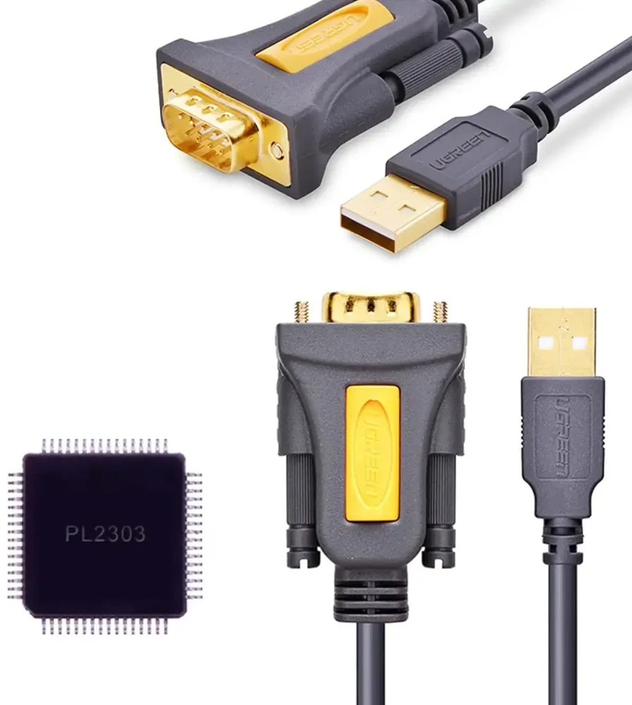 Ugreen adapterio laidas USB-A – DB9 RS-232 1,5 m pilkas (CR104)