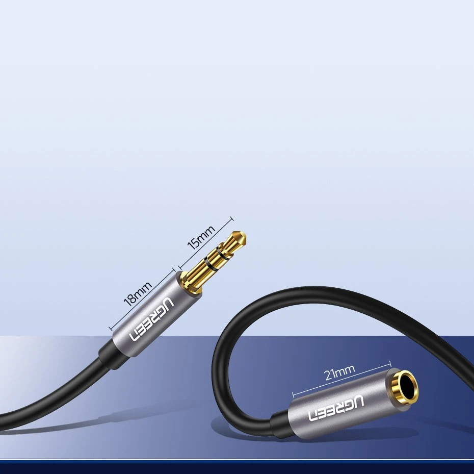 UGREEN AUX kabelio prailginimas mini-jack 3.5mm 1m - Pilkas