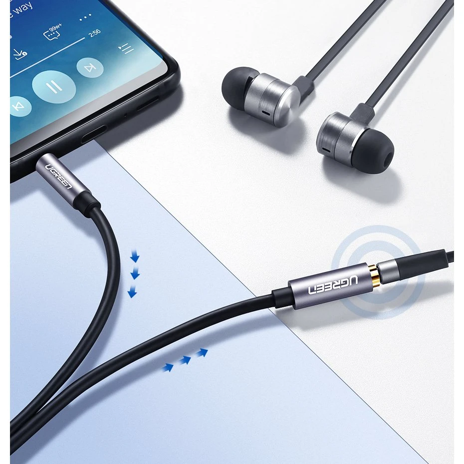UGREEN AUX kabelio prailginimas mini-jack 3.5mm 1m - Pilkas