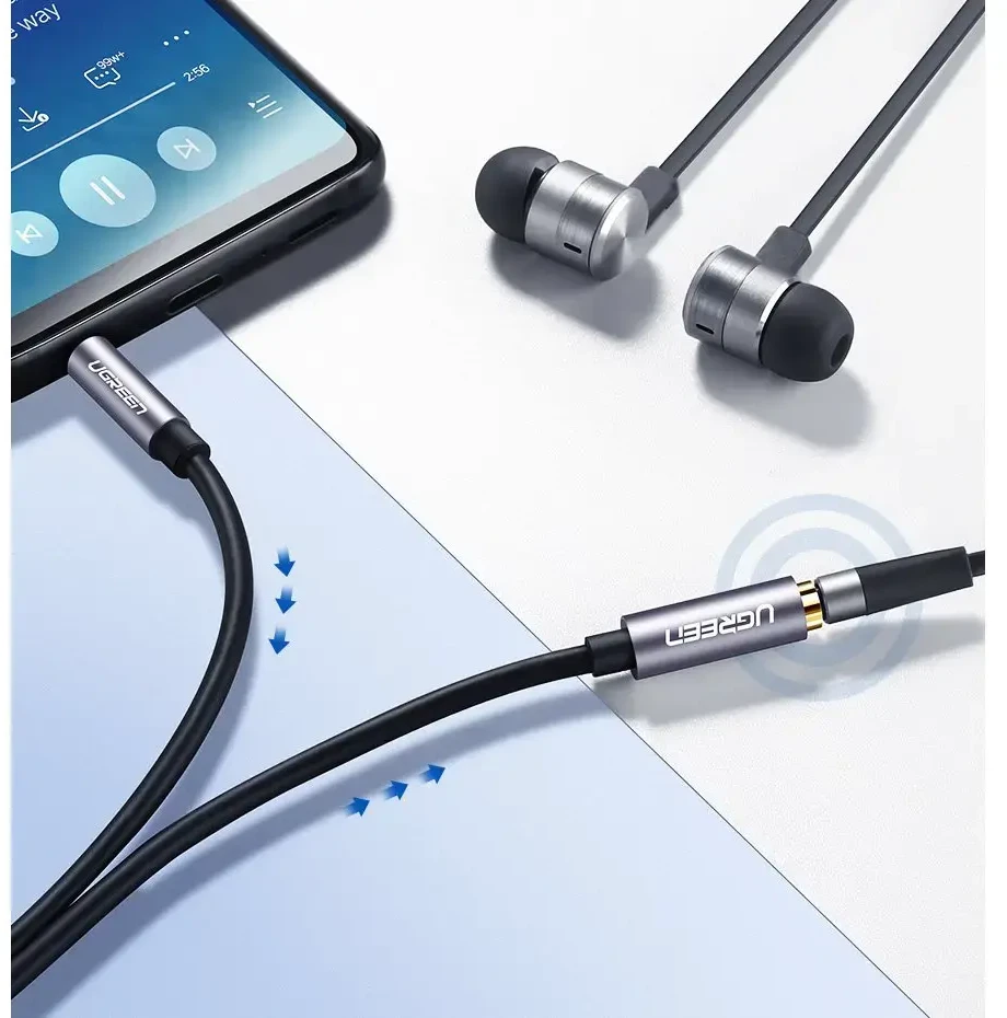 UGREEN AUX kabelio prailginimas mini-jack 3,5 mm, 1 m (pilka)