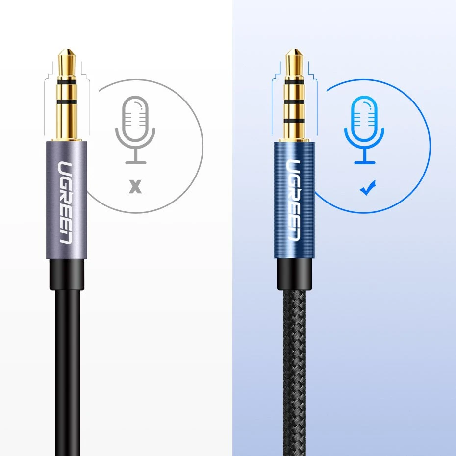 UGREEN AUX kabelio prailginimas mini-jack 3.5mm 1m - Pilkas