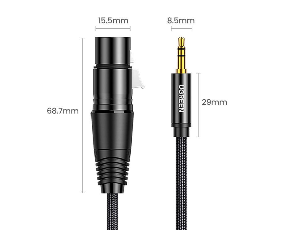 UGREEN AV182 XLR moteriškas - 3.5 vyrų lizdas - 2 m (juodas)