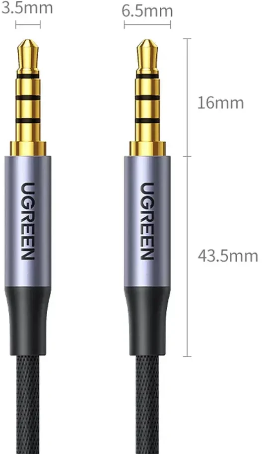 Ugreen AV183 20785 kabelis 3.5mm mini jack / 3.5mm mini jack 3m – pilkos spalvos