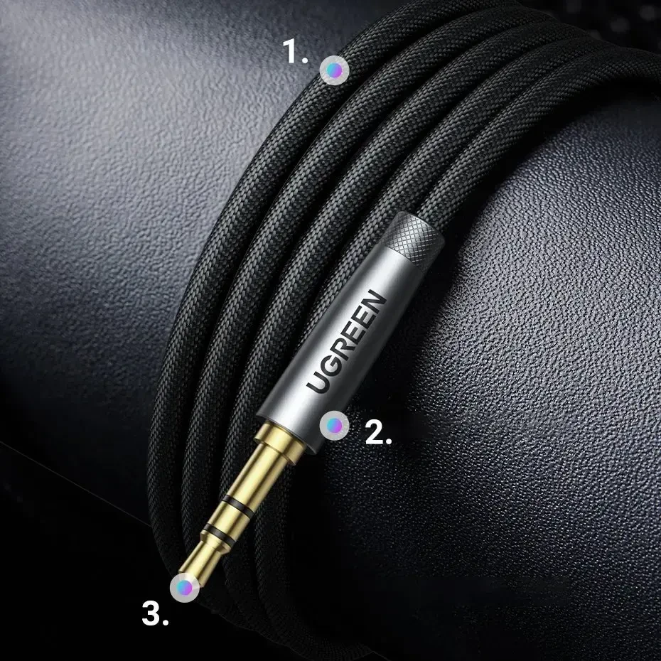 Ugreen 3.5mm ilgintuvas su pintas laidu ir metaline jungtimi