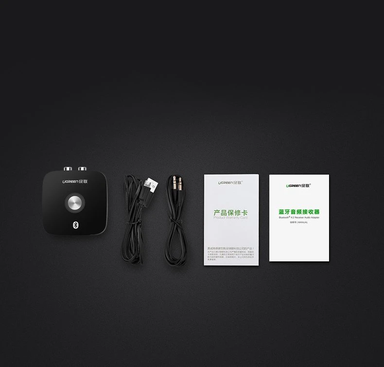 Ugreen Bluetooth 5.0 imtuvo adapteris 2x RCA 3.5mm lizdas aptX juodas
