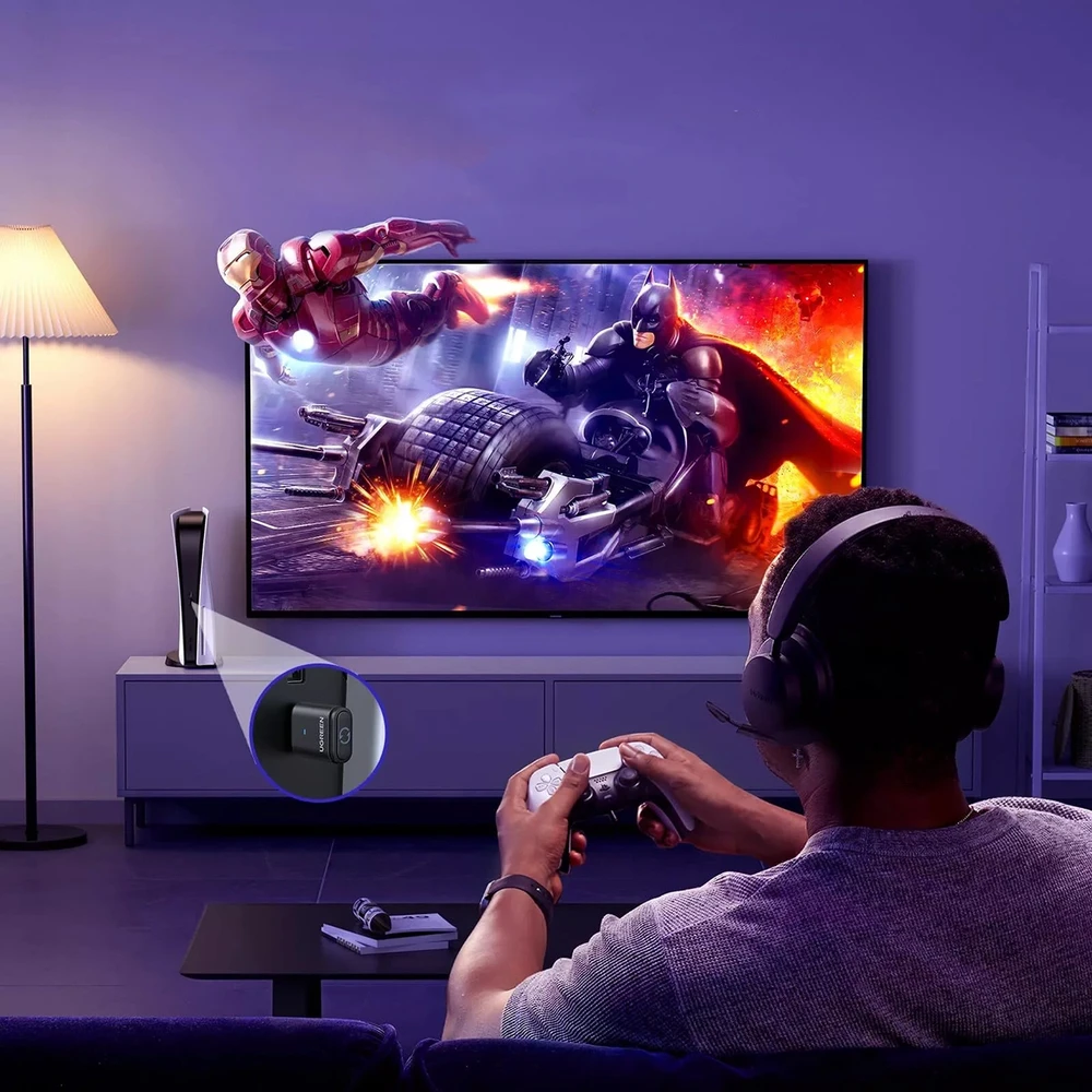 Ugreen BT501 adapteris prijungtas prie PlayStation konsolės